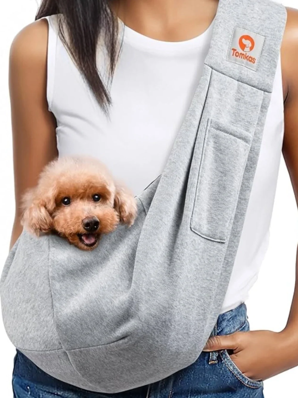 Tomkas Dark Grey Pet Sling Carrier is Designed for Transporting Small Cats &Dogs